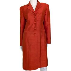 Vintage Tailored Raw Silk Dupioni Longline Blazer Jacket Women 8‎ Made in USA